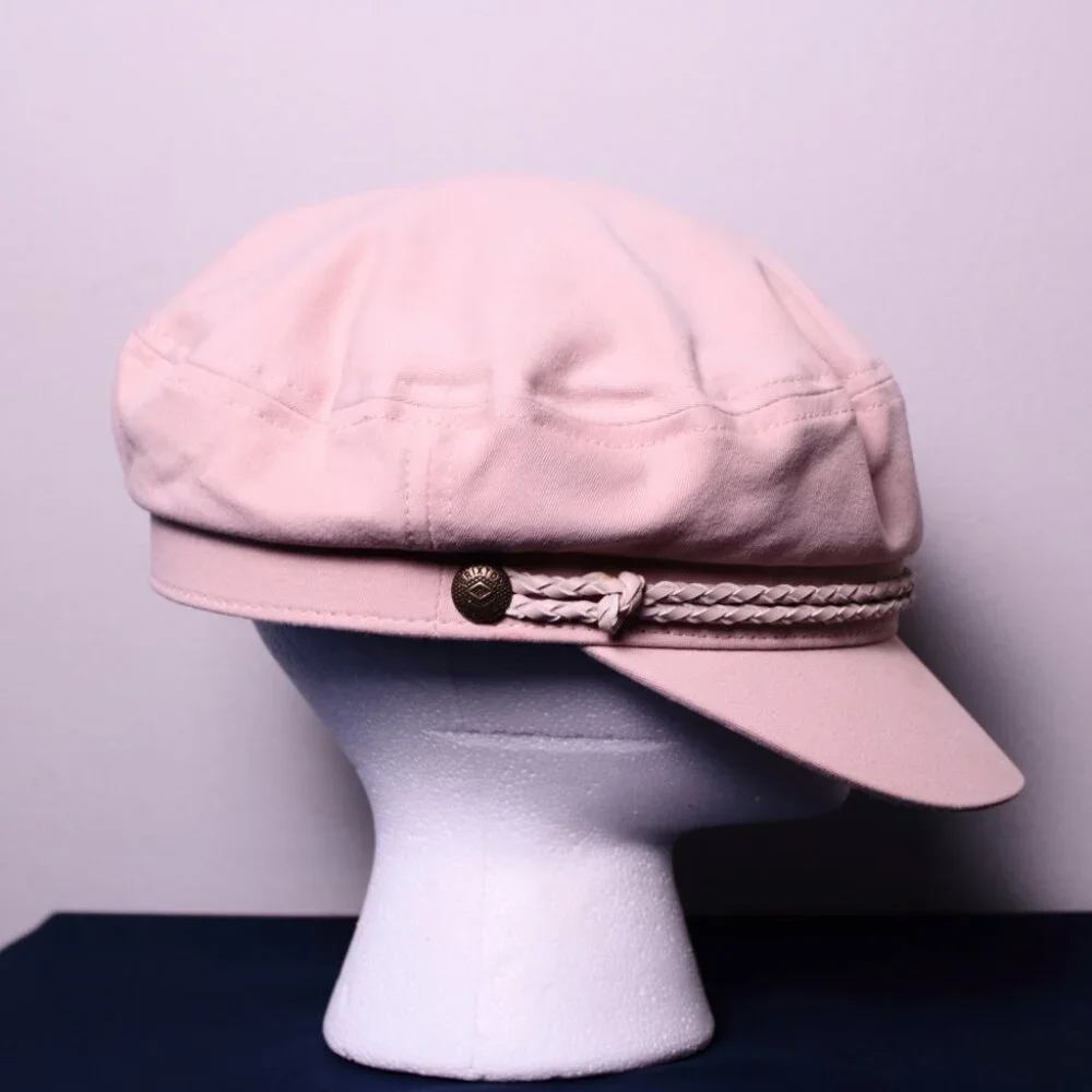 Brixton Pink Fisherman Cap with Cream Braided Trim